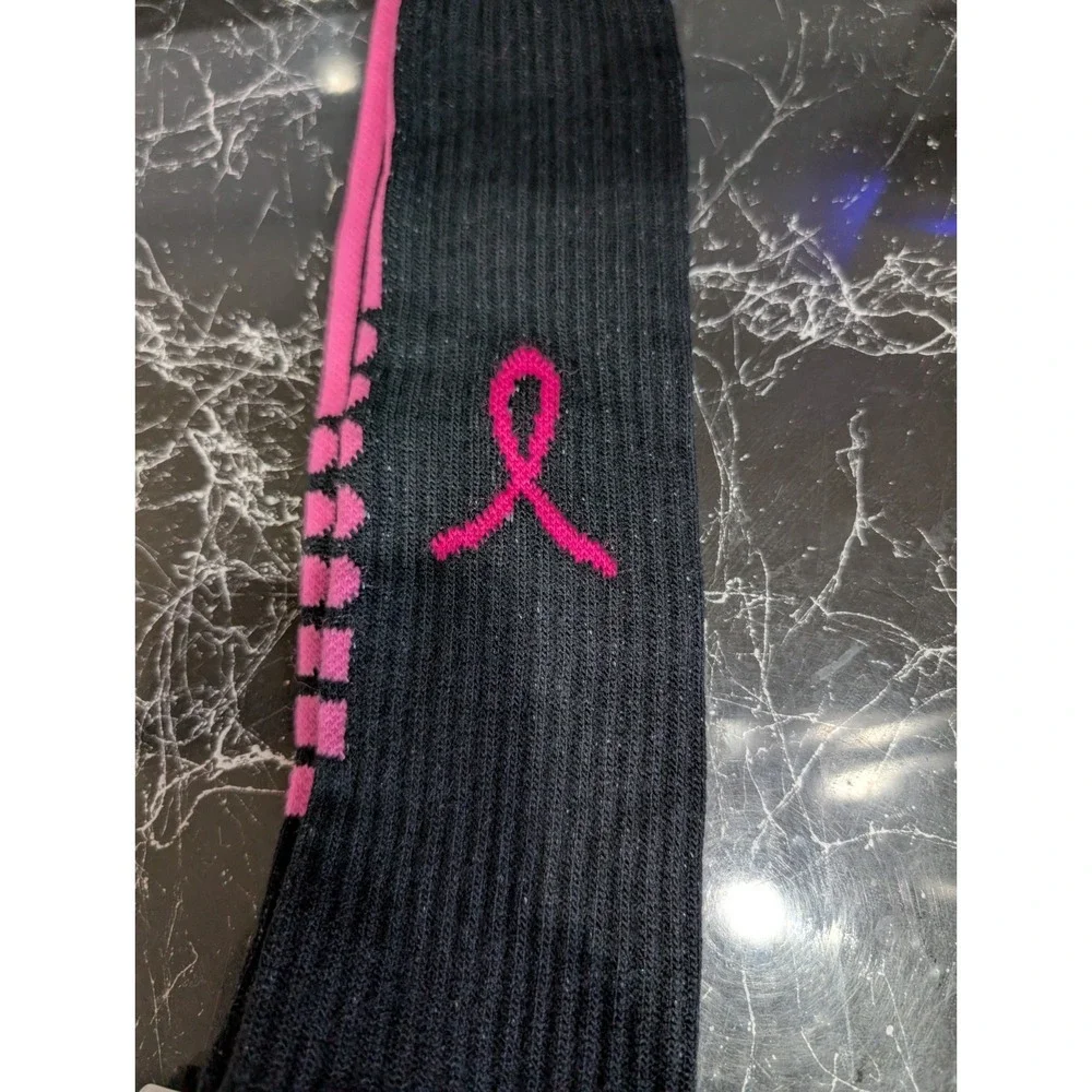 Red Lion Products Black Pink Breast Cancer Socks NWT Size L Unisex Made In‎ USA